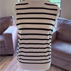 Ann Taylor Black and White Ribbed Muscle Tee